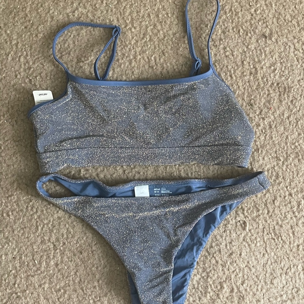 AE Blue Glitter Bikini Set